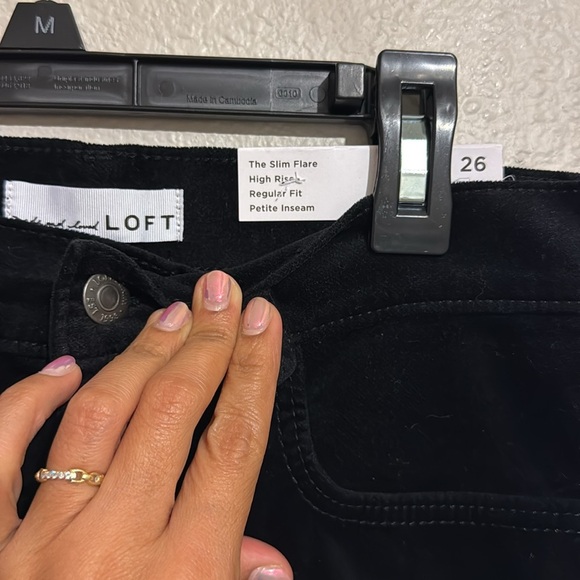 Loft Five Pocket High Waisted Slim Flare Pants in Velvet - Picture 5 of 6